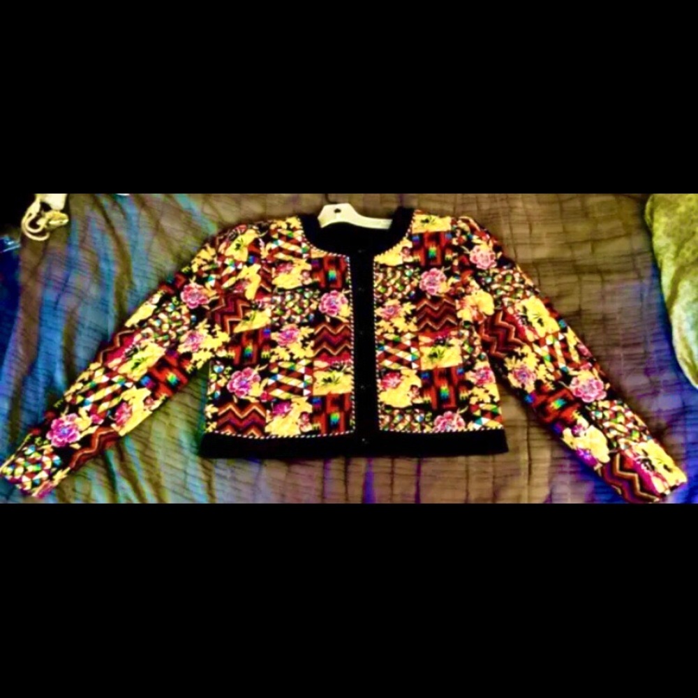 Vintage 1980’s Jacket Patchwork by I.Magnin Womens Sz M Valley-Girl-Vibe vtg NEW
